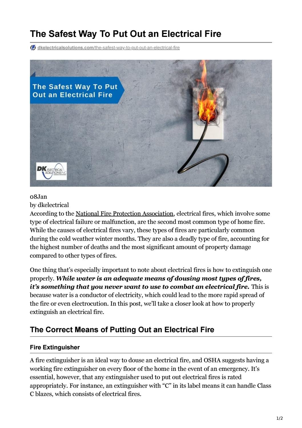 The Safest Way To Put Out an Electrical Fire by dkelectricalsolutions