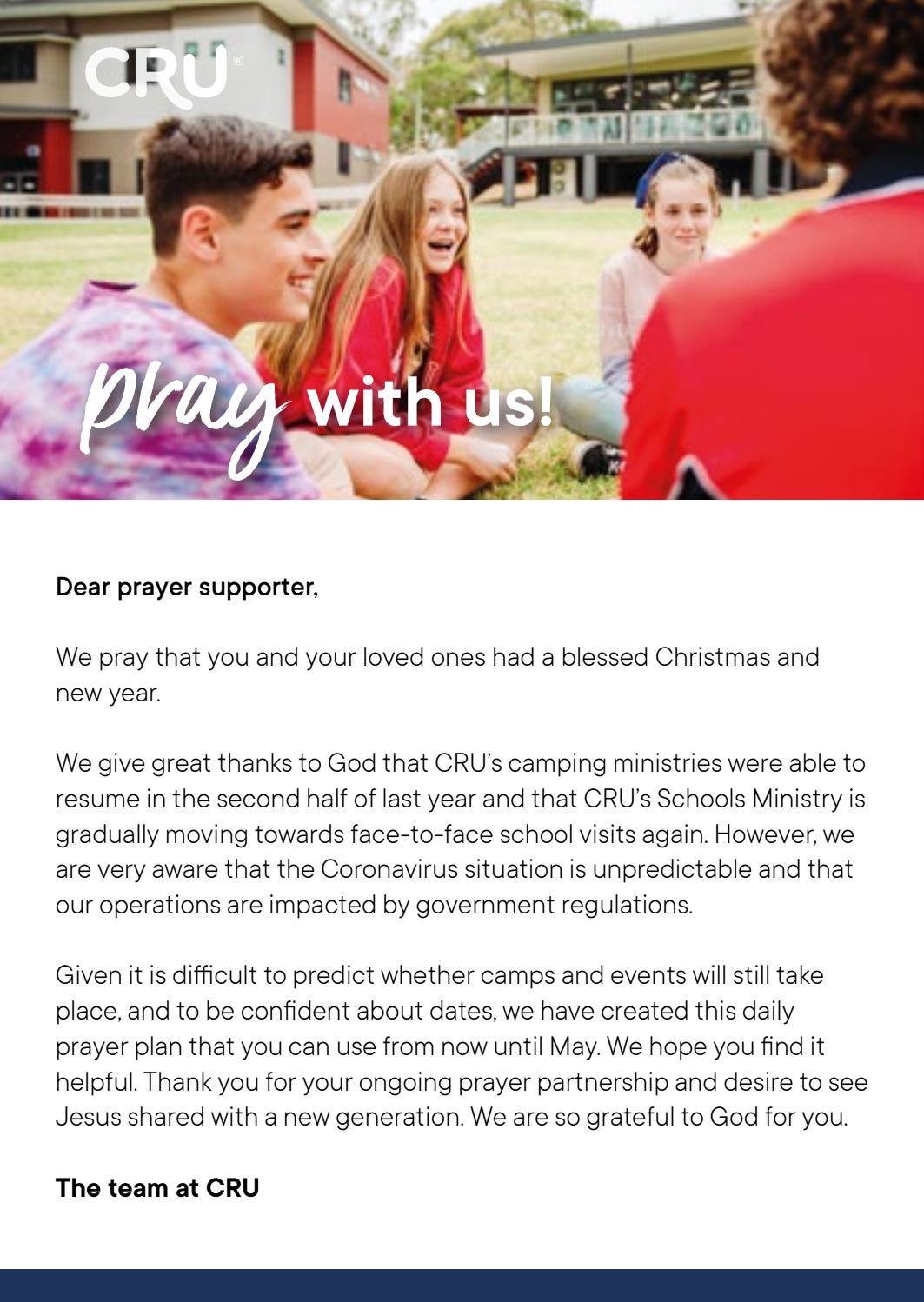 CRU Prayer Plan: Jan - May 2021 by CRU - The Crusader Union of ...