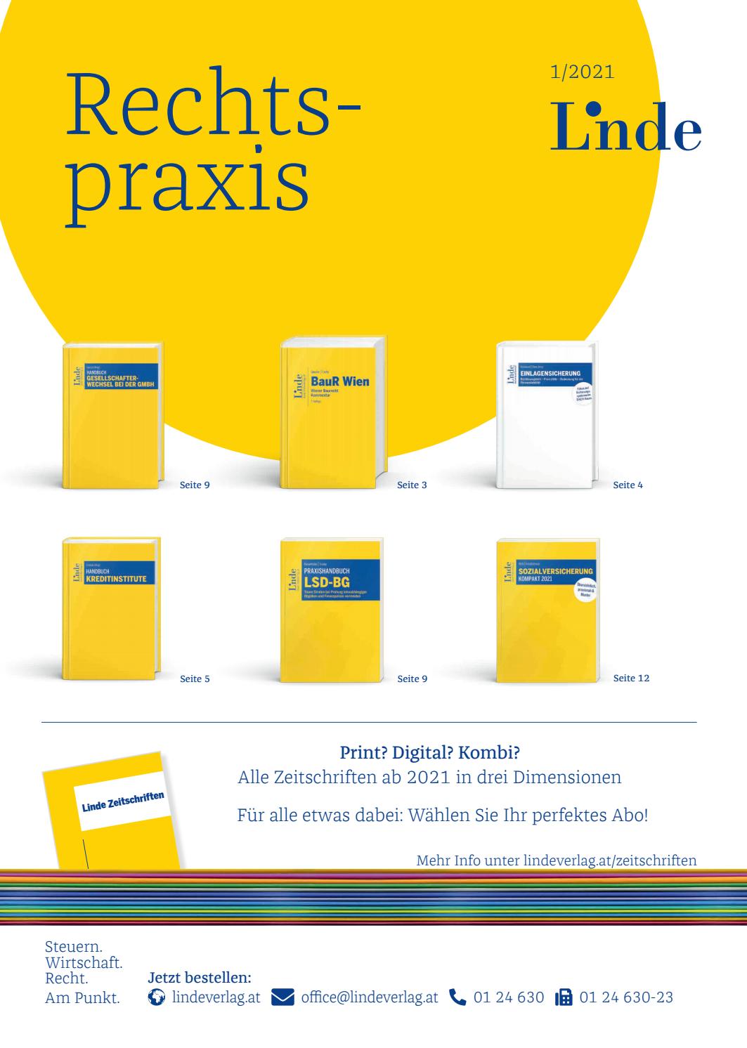 Rechtspraxis 1/2021 by Linde Verlag GmbH - Issuu
