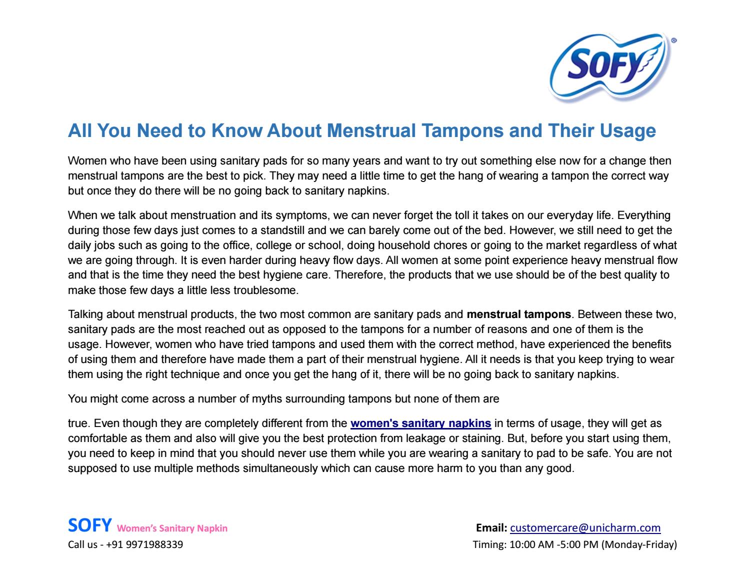 All You Need to Know About Menstrual Tampons and Their Usage by Harleen