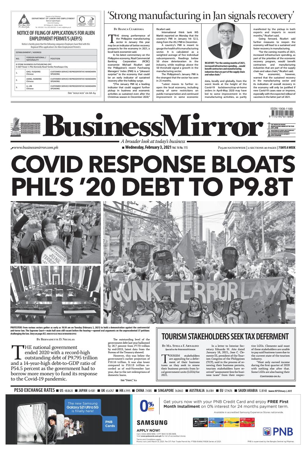 BusinessMirror February 03, 2021 by BusinessMirror - Issuu
