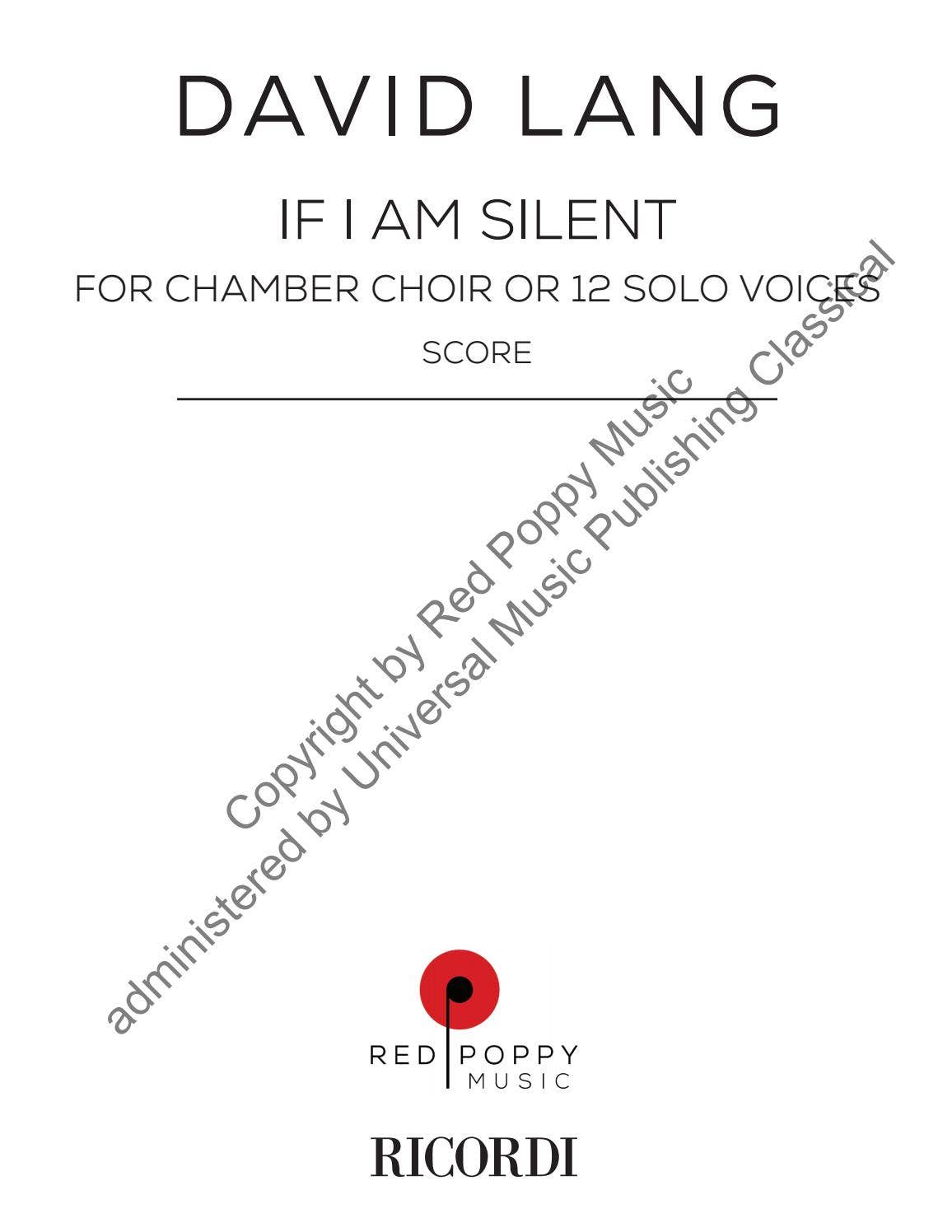 RNY 1065 - David Lang - If I am silent by Ricordi - Issuu