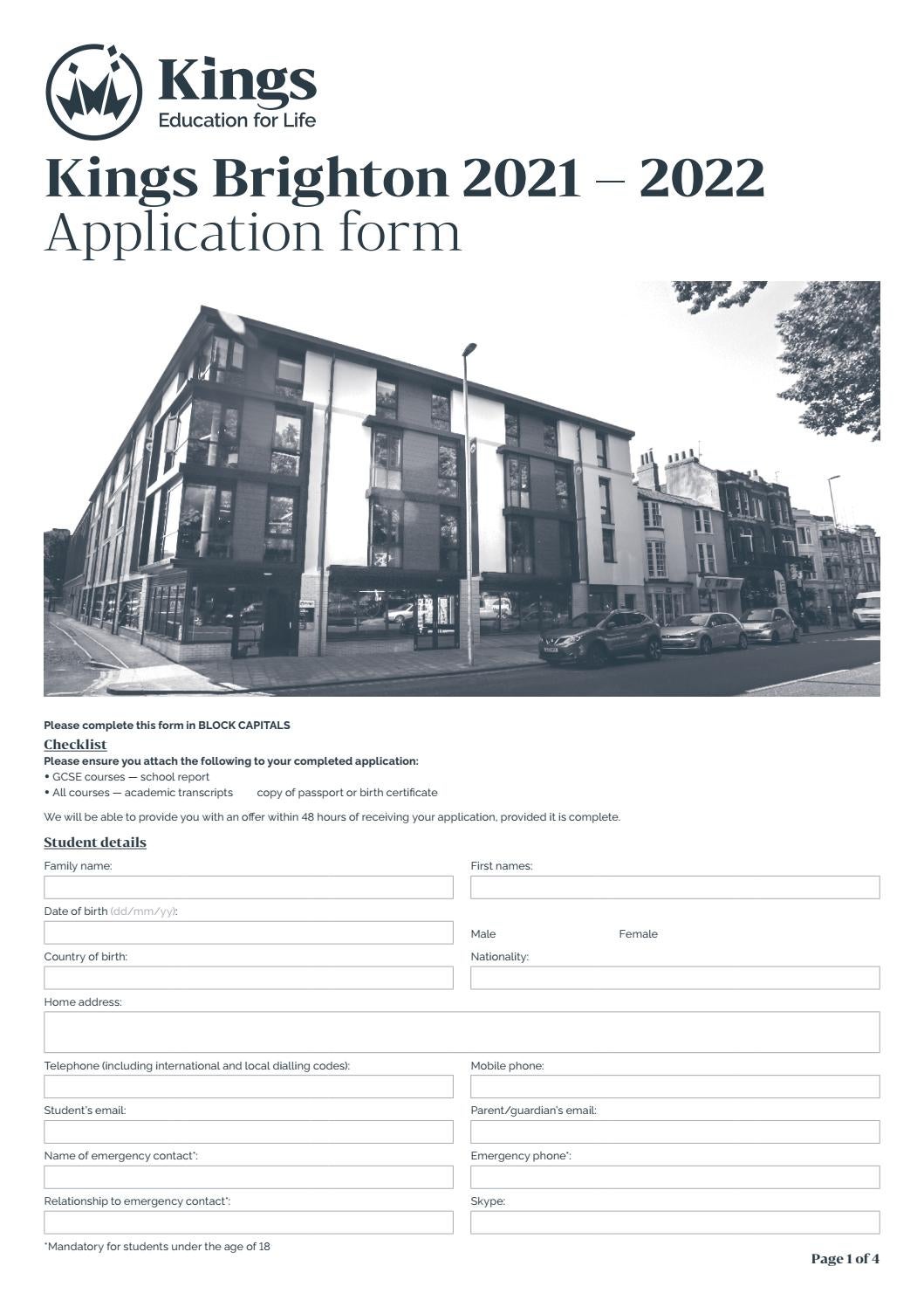 Kings Brighton Application form 202122 by Kings Education Issuu