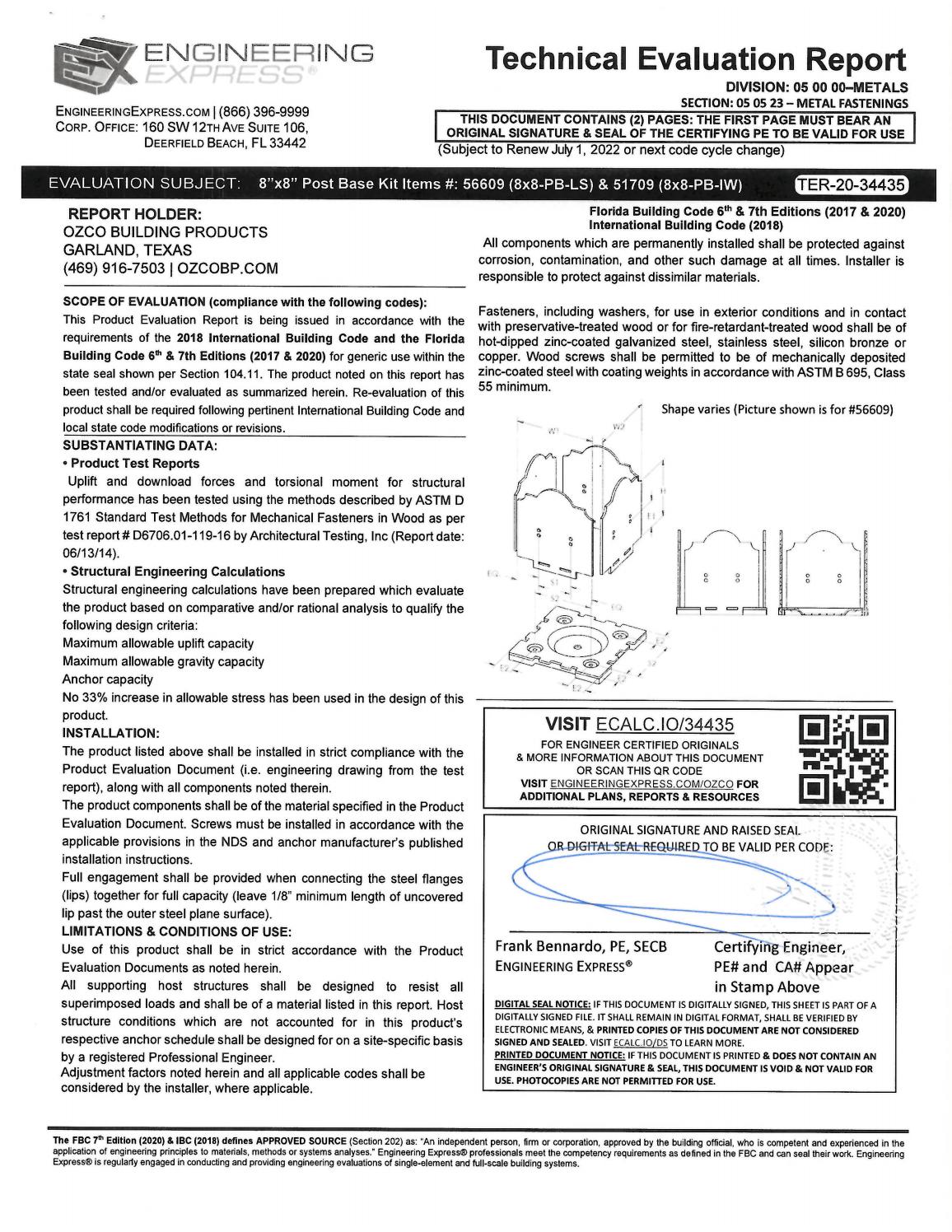 8x8 garden kit on Technical Evaluation Report Owt 8x8 Post Base Kit By Ozco Building Products Issuu