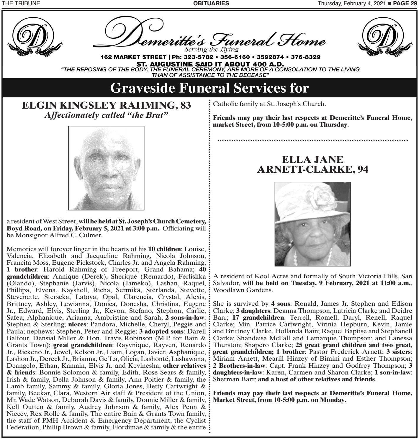02042021 OBITUARIES AND RELIGION By Tribune242 Issuu 02042021 OBITUARIES AND RELIGION By Tribune242 Issuu