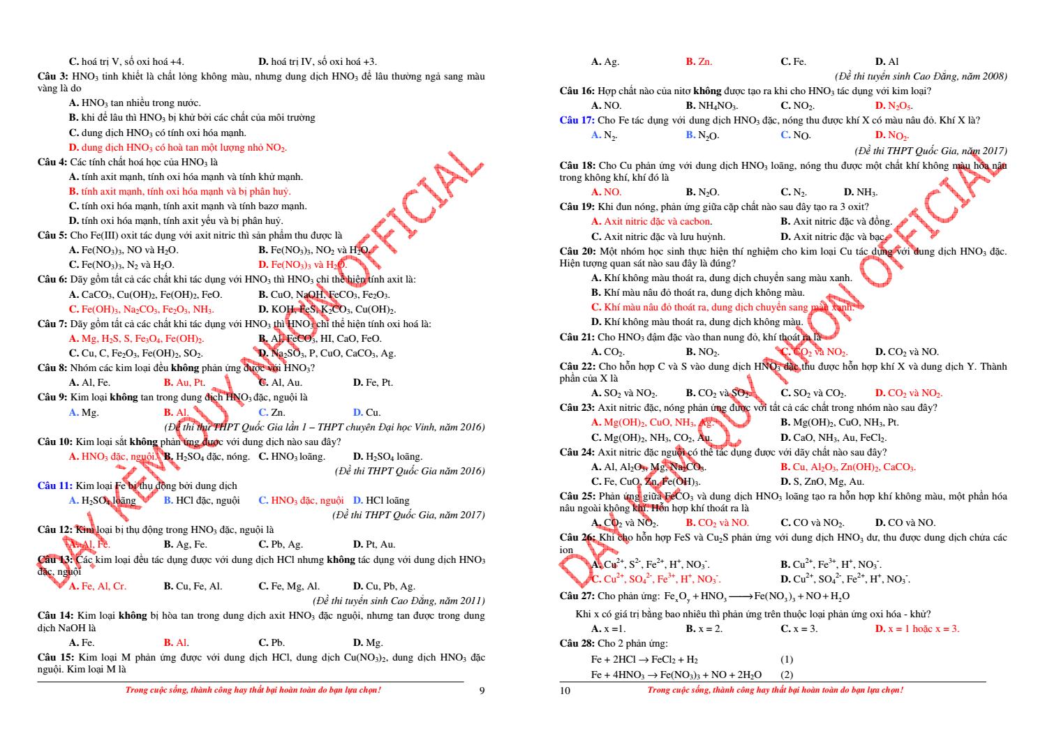 Bai Tập Trắc Nghiệm Hoa Học 11 Phat Triển Năng Lực 4 Mức độ Co đap An By Dạy Kem Quy Nhơn Official Issuu
