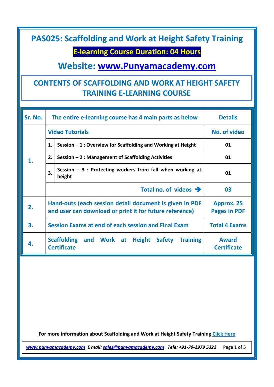 Online Scaffolding and Work at Height Safety Training by Punyam Academy ...