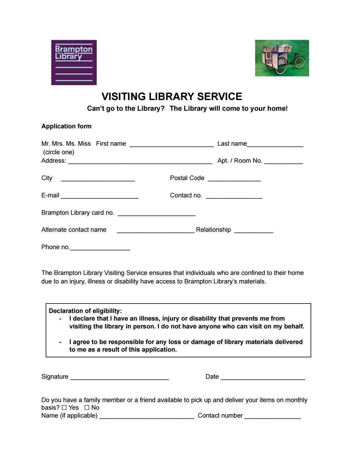 VISITING LIBRARY SERVICE by Brampton Library - Issuu