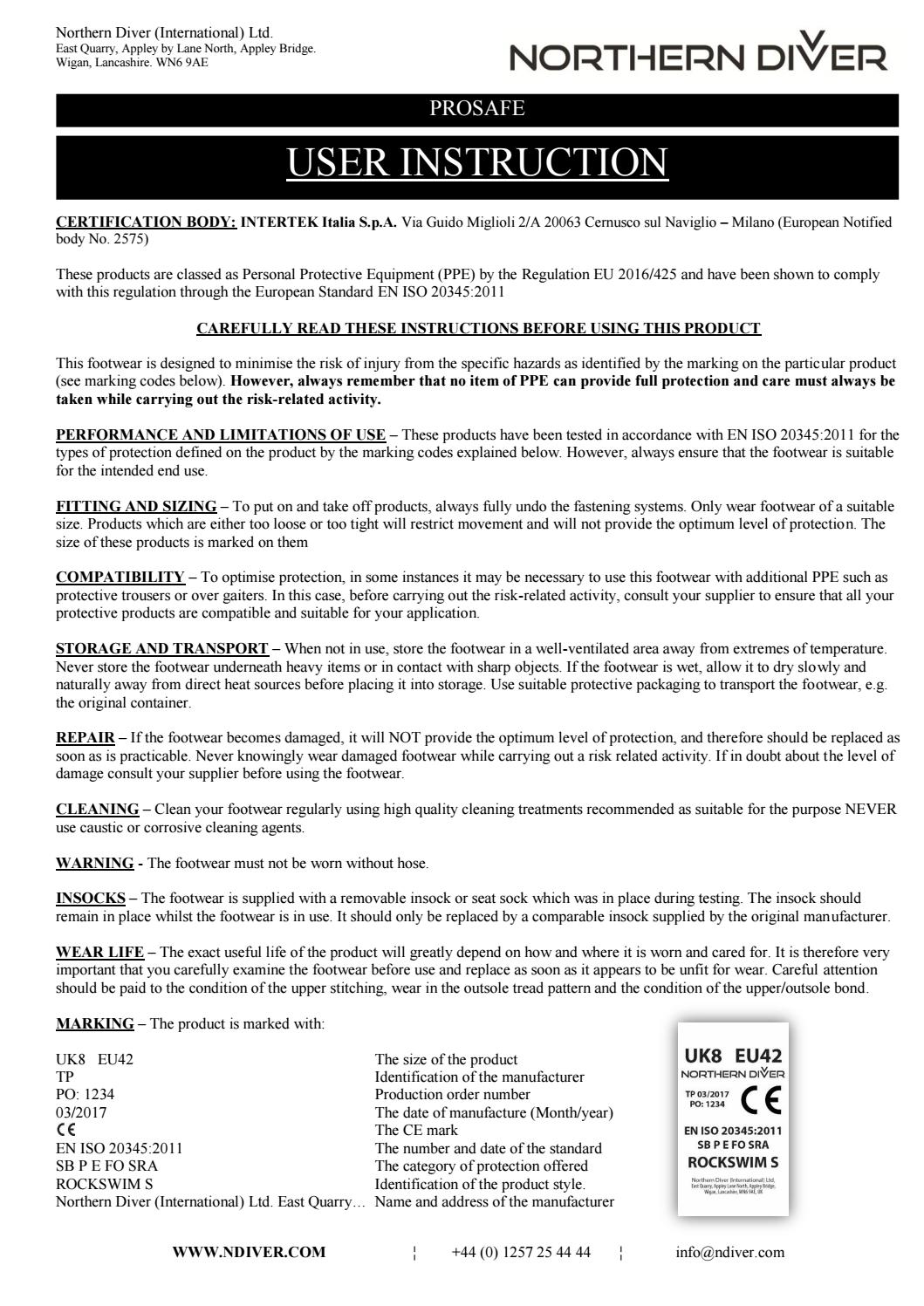 ProSafe Boots User Manual by Northern Diver UK Issuu