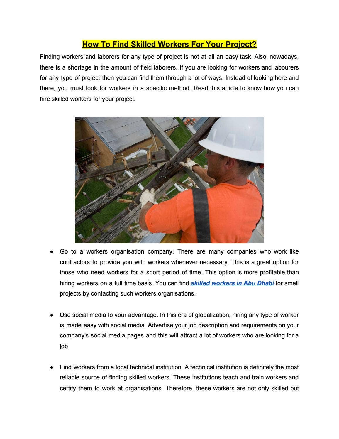 How To Find Skilled Workers For Your Project? by manpowerservice - Issuu