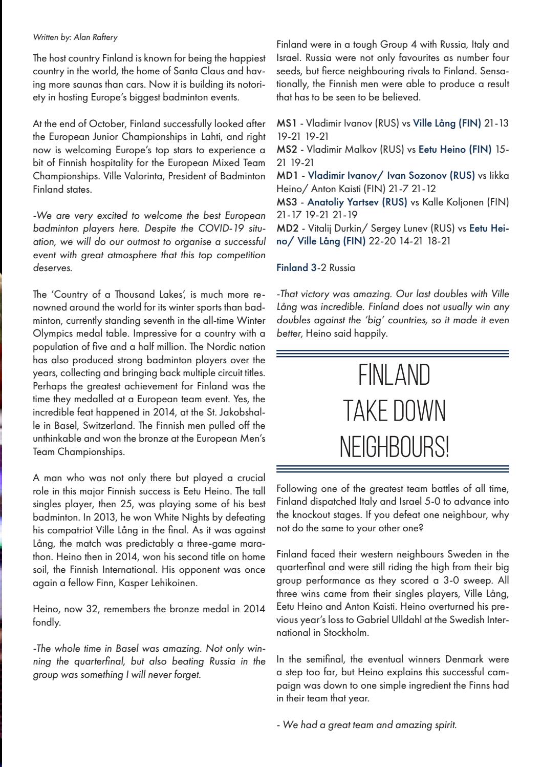 Finland Welcomes The Stars 2021 European Mixed Team Championships By 