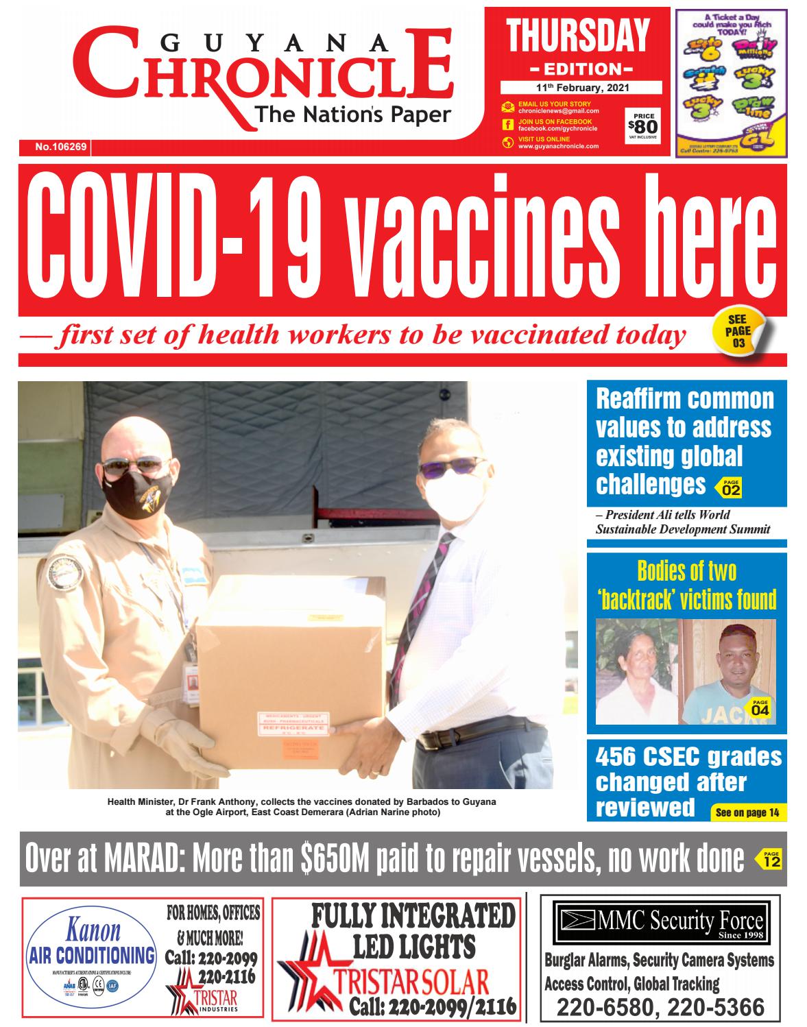 Guyana Chronicle E Paper 11 02 2021 By Guyana Chronicle Issuu