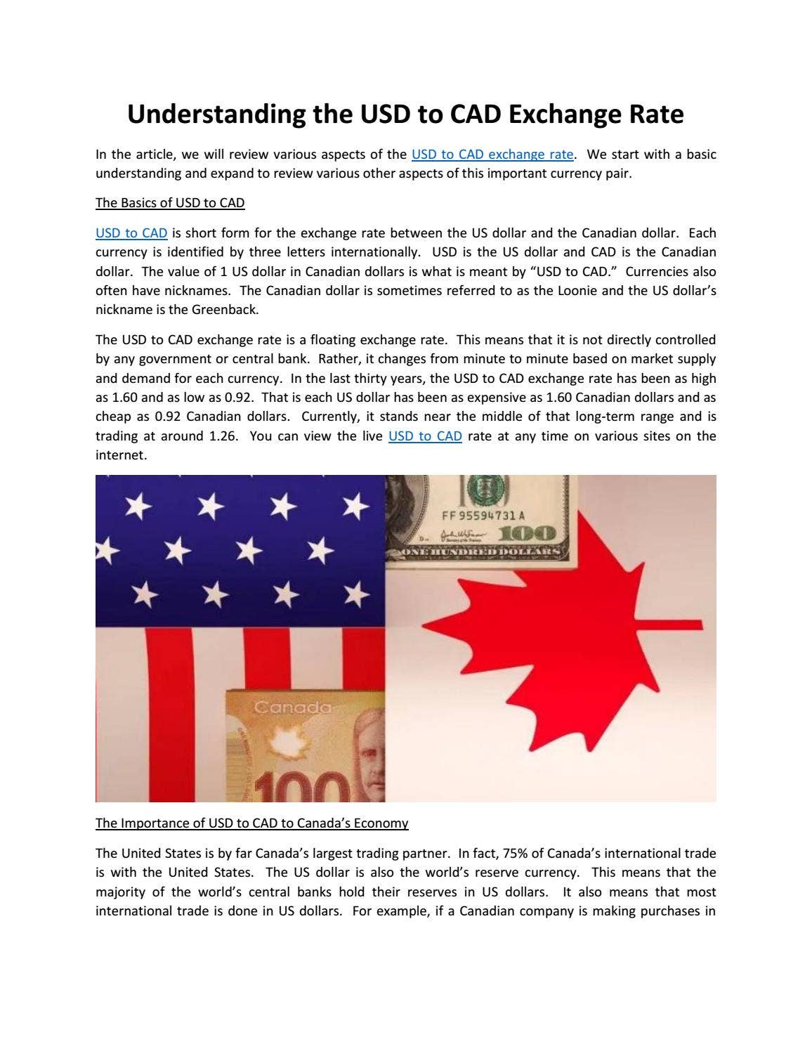 Understanding the USD to CAD Exchange Rate by interchangefinancial - Issuu