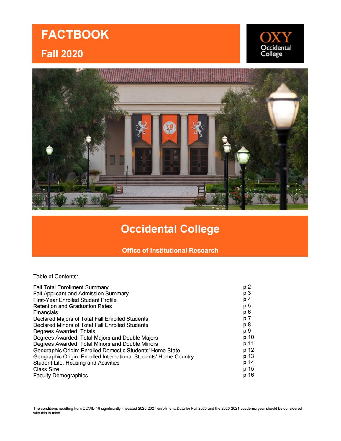 Occidental College Factbook 2020 by Occidental College Issuu