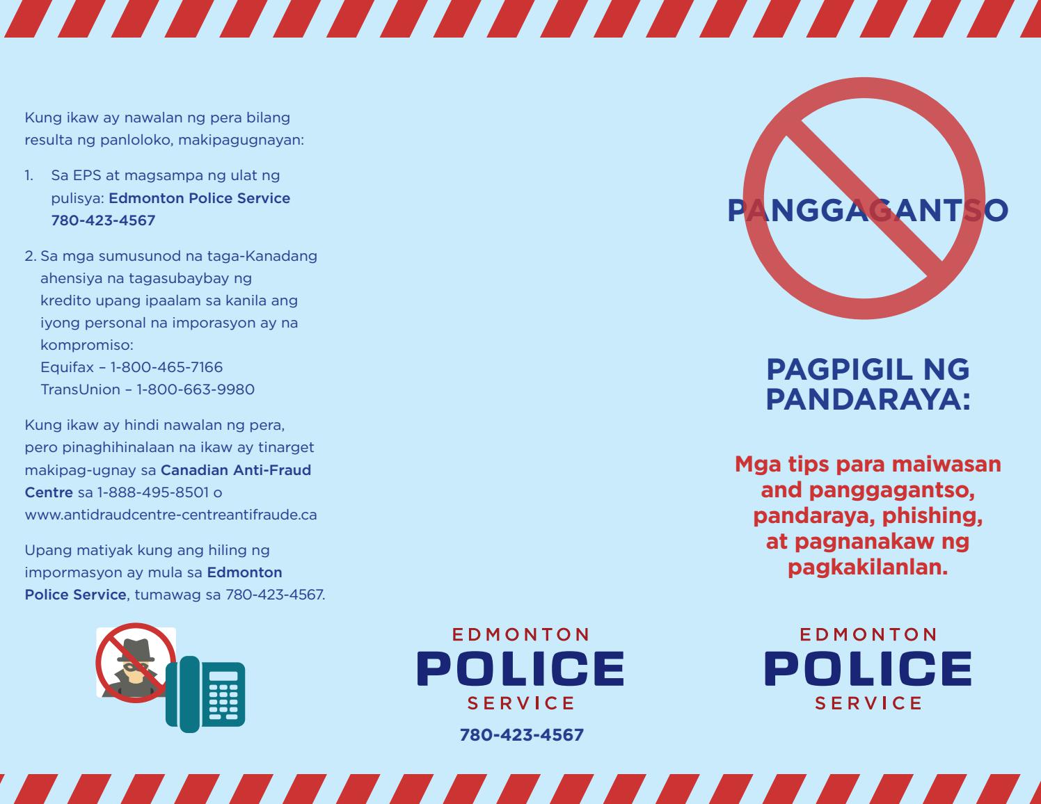 Fraud Prevention Pamphlet Tagalog by Edmonton Police Service Issuu