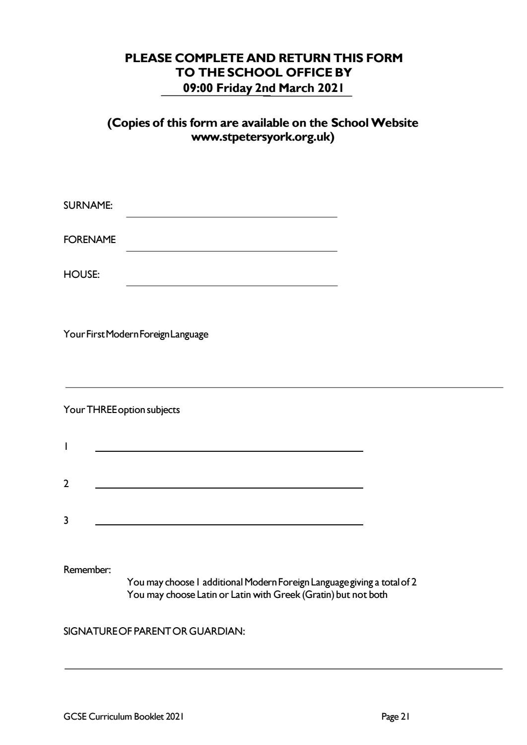 GCSE Subject Choices By StPetersYork Issuu