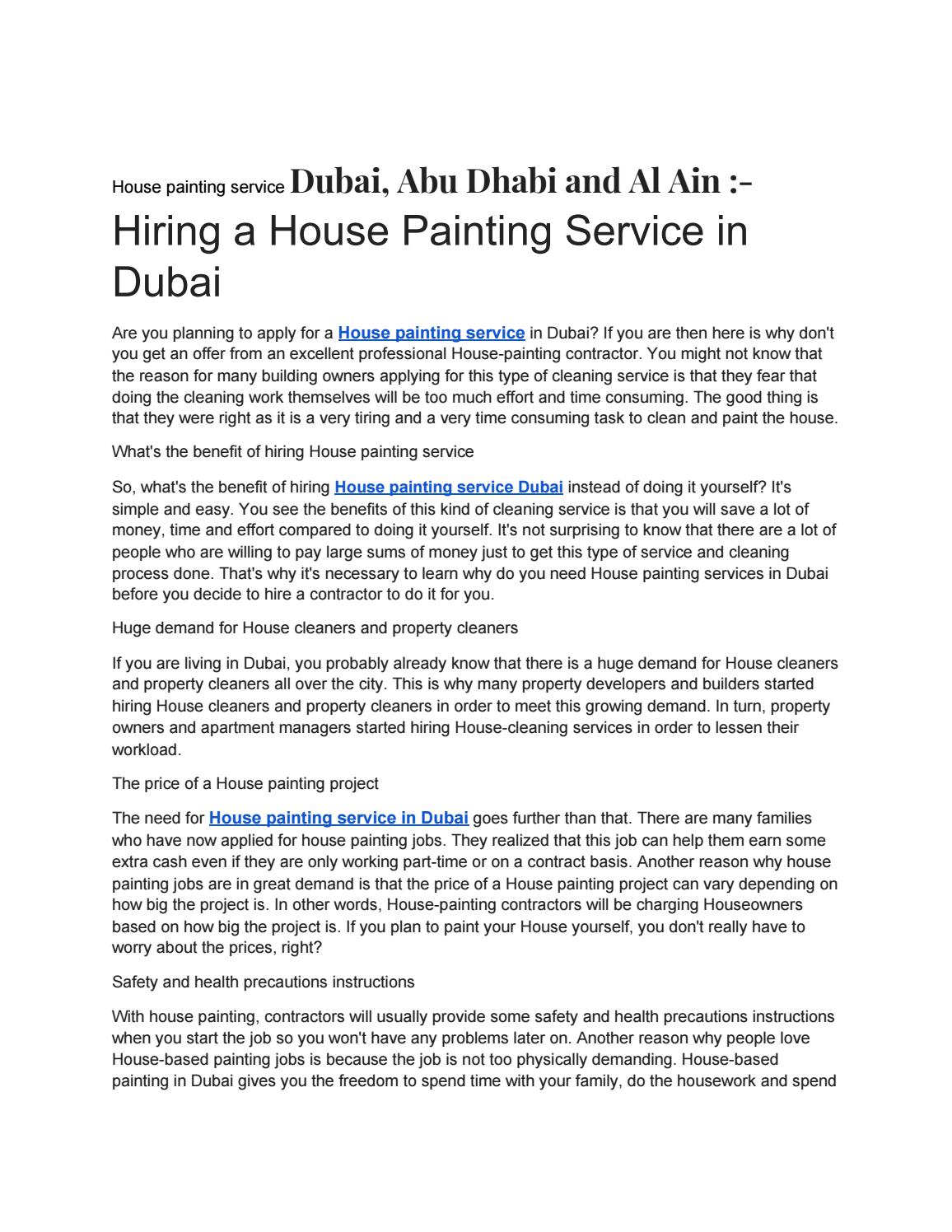 House painting service Dubai, Abu Dhabi and Al Ain by John Smith Issuu