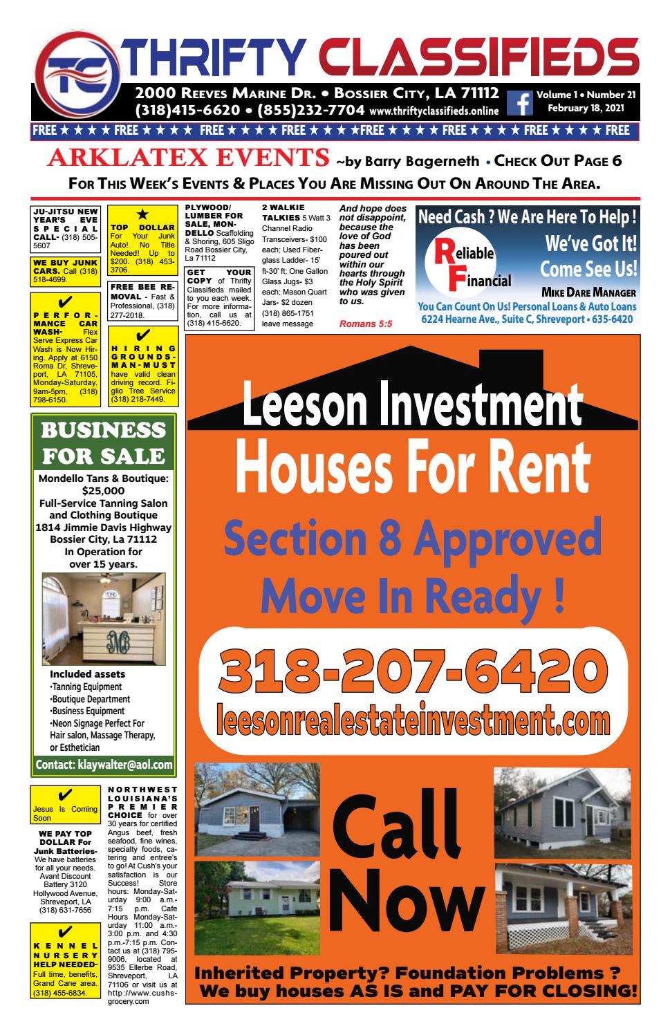 Thrifty Classifieds Shreveport & Bossier February 18 2021 by Thrifty