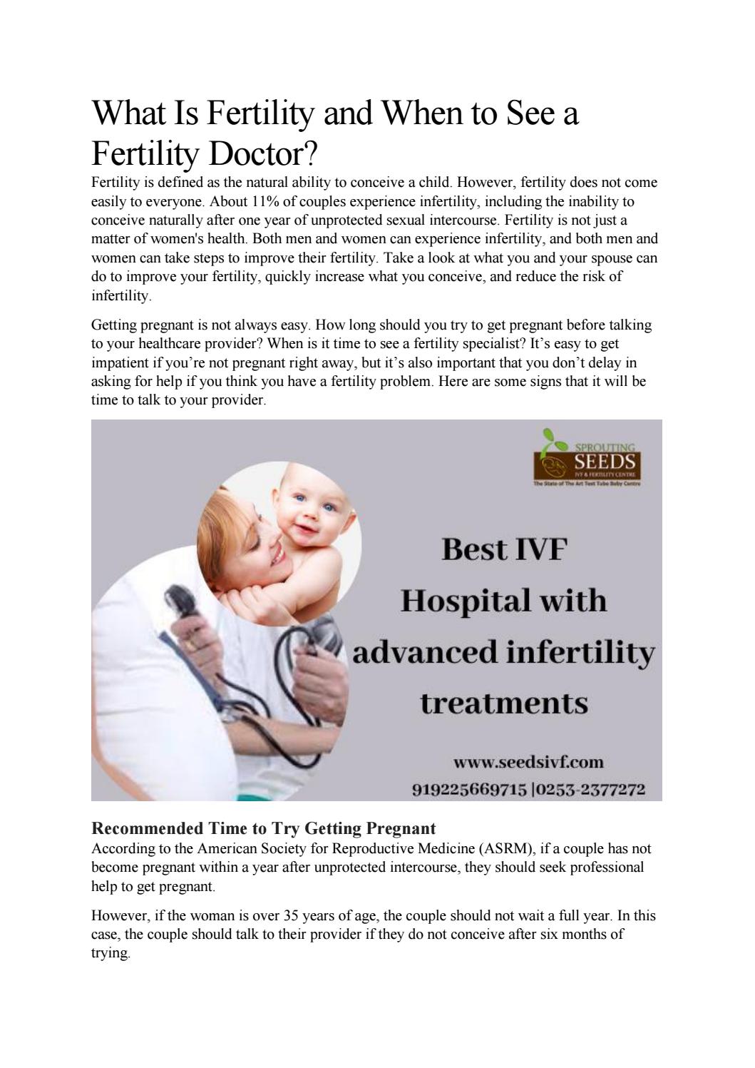 What Is Fertility and When to See a Fertility Doctor? by seeds ivf Issuu