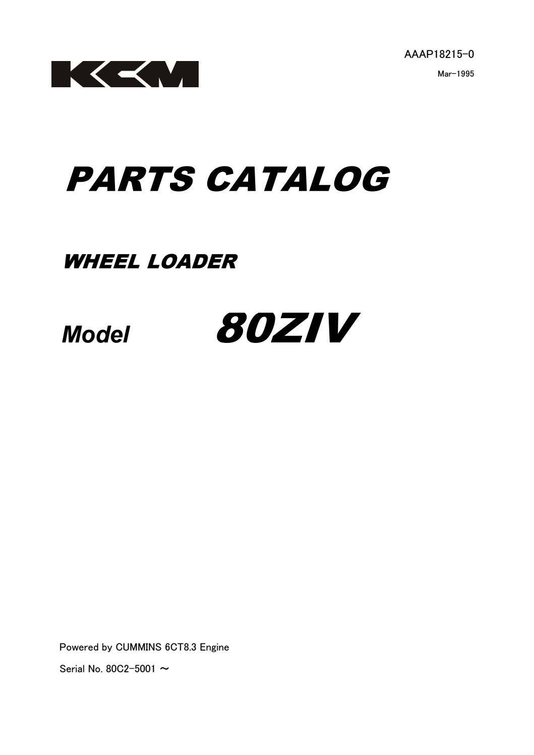 Kawasaki Wheel Loader 80ZIV Parts Catalog Manual by www