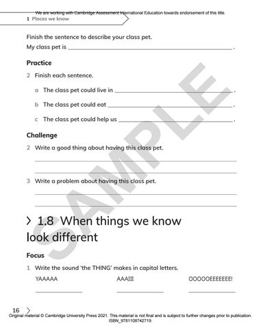 Primary English Workbook 1 Sample by Cambridge International Education ...