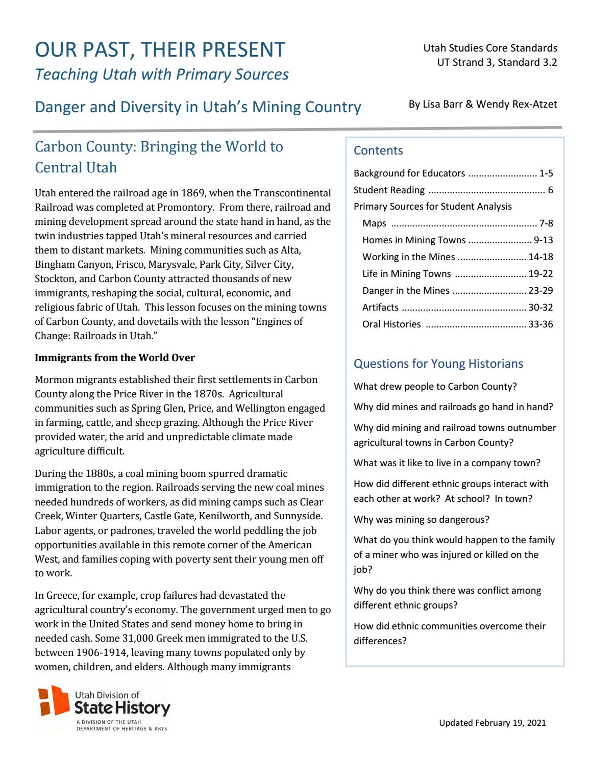 Danger and Diversity in Carbon County Our Past, Their Present (2/19/2021) by Utah Historical