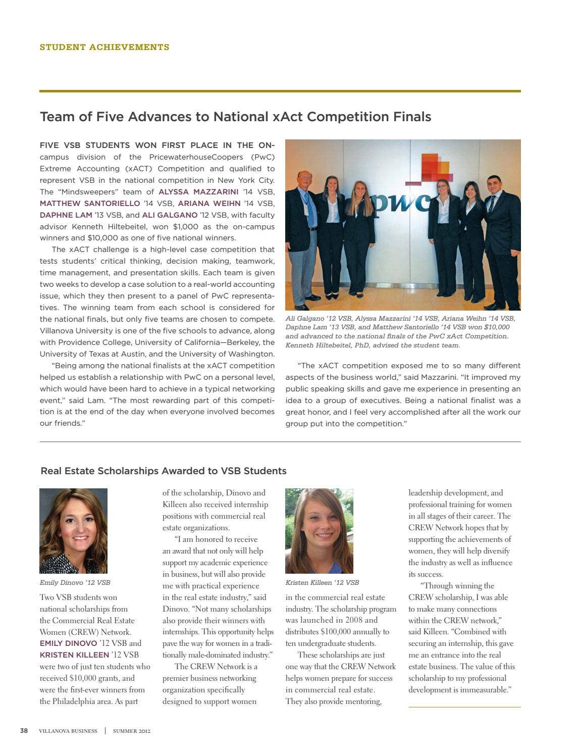 Summer Villanova Business Magazine 2012 by Villanova School of Business