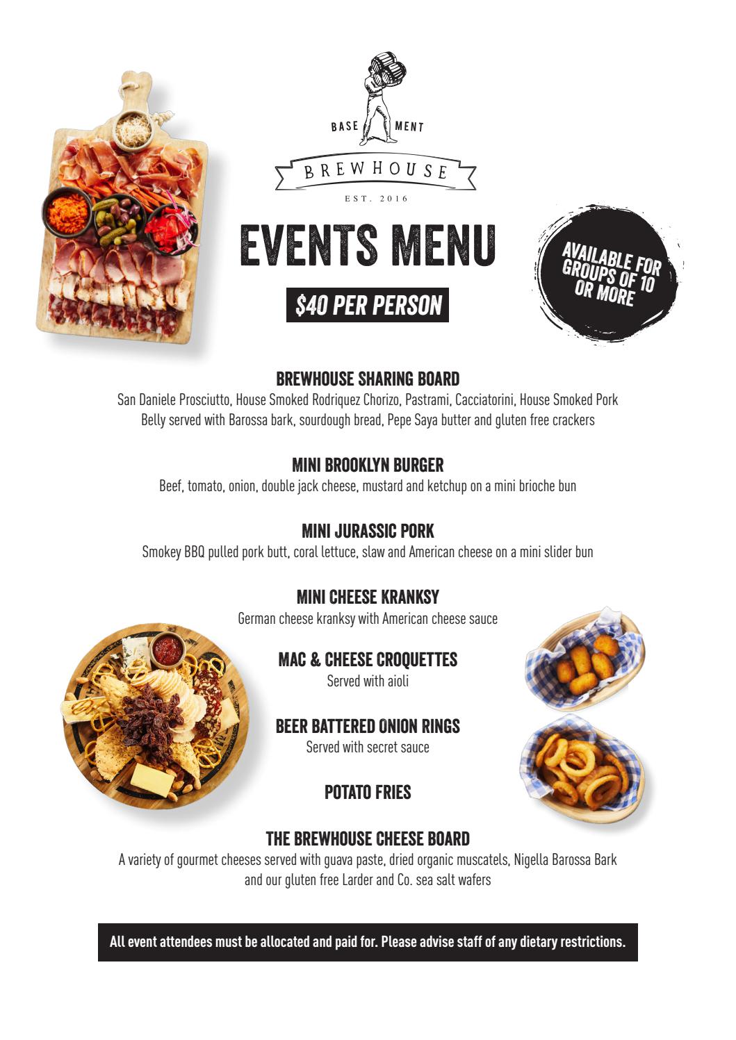 Brewhouse Event Menu by Bankstown Sports Club Issuu