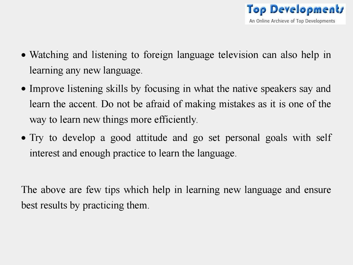 Top tips when learning a new language by webmaster1 topdevelopments issuu