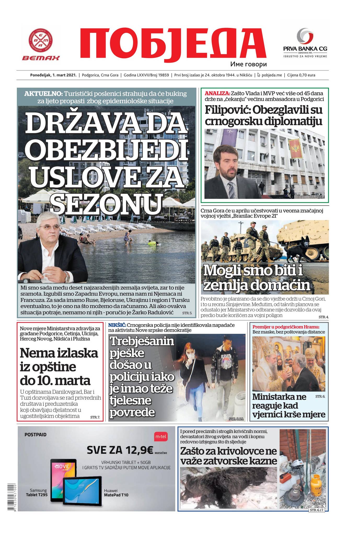 Dnevni list Pobjeda 01.03.2021. by Pobjeda - Issuu
