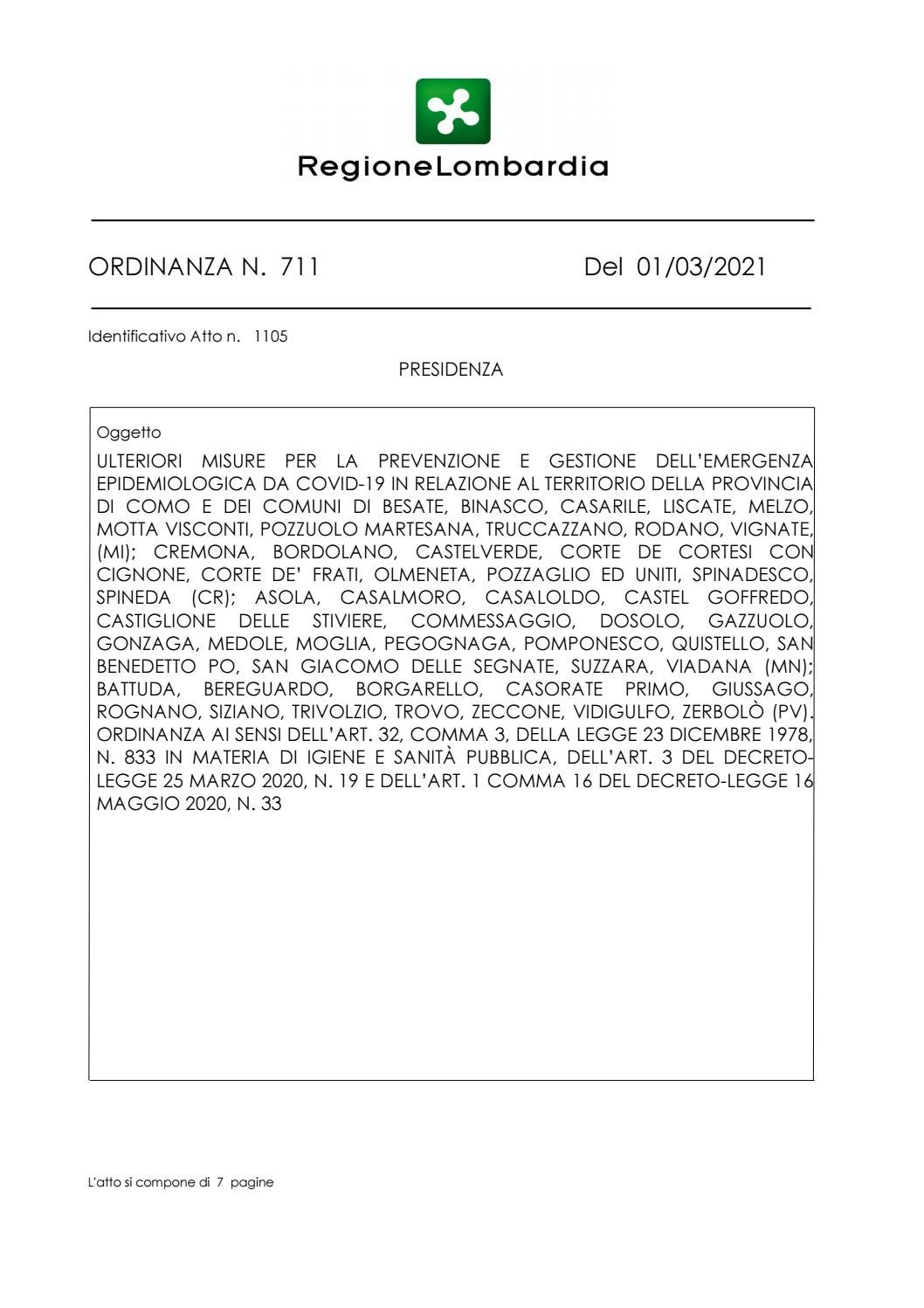 Zona arancione rafforzata l'ordinanza e l'elenco dei comuni by Robin