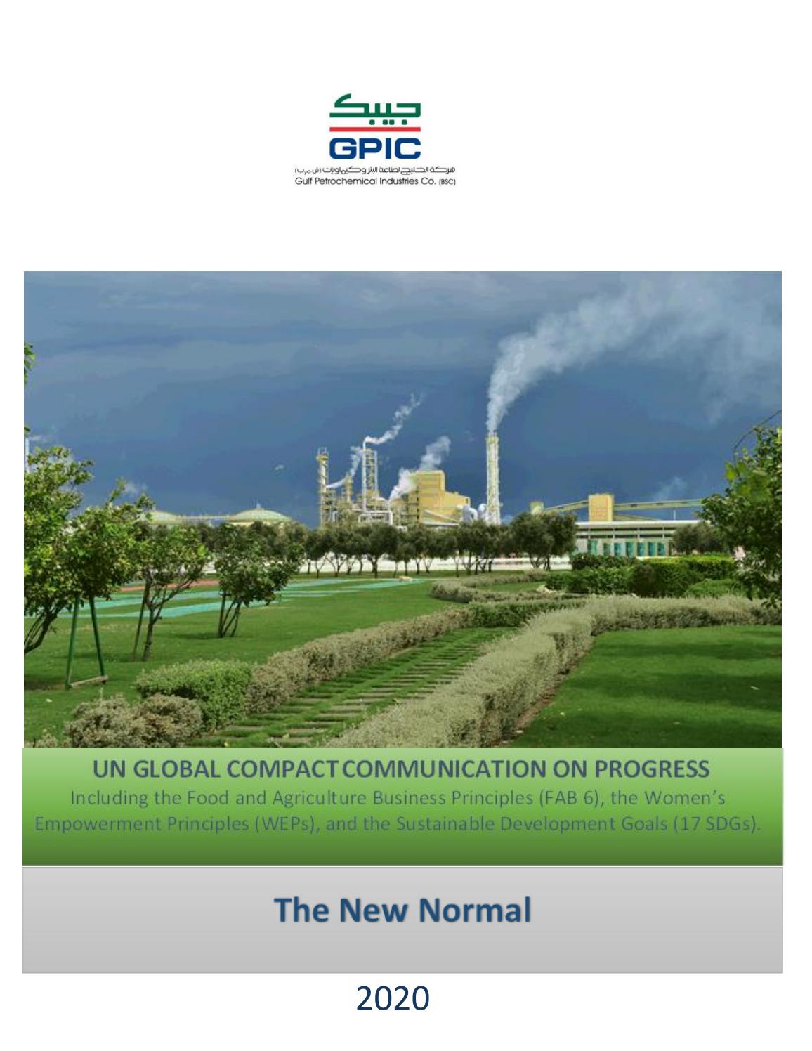 United Nations Global Compact Communication on Progress - 2020 by GPIC ...