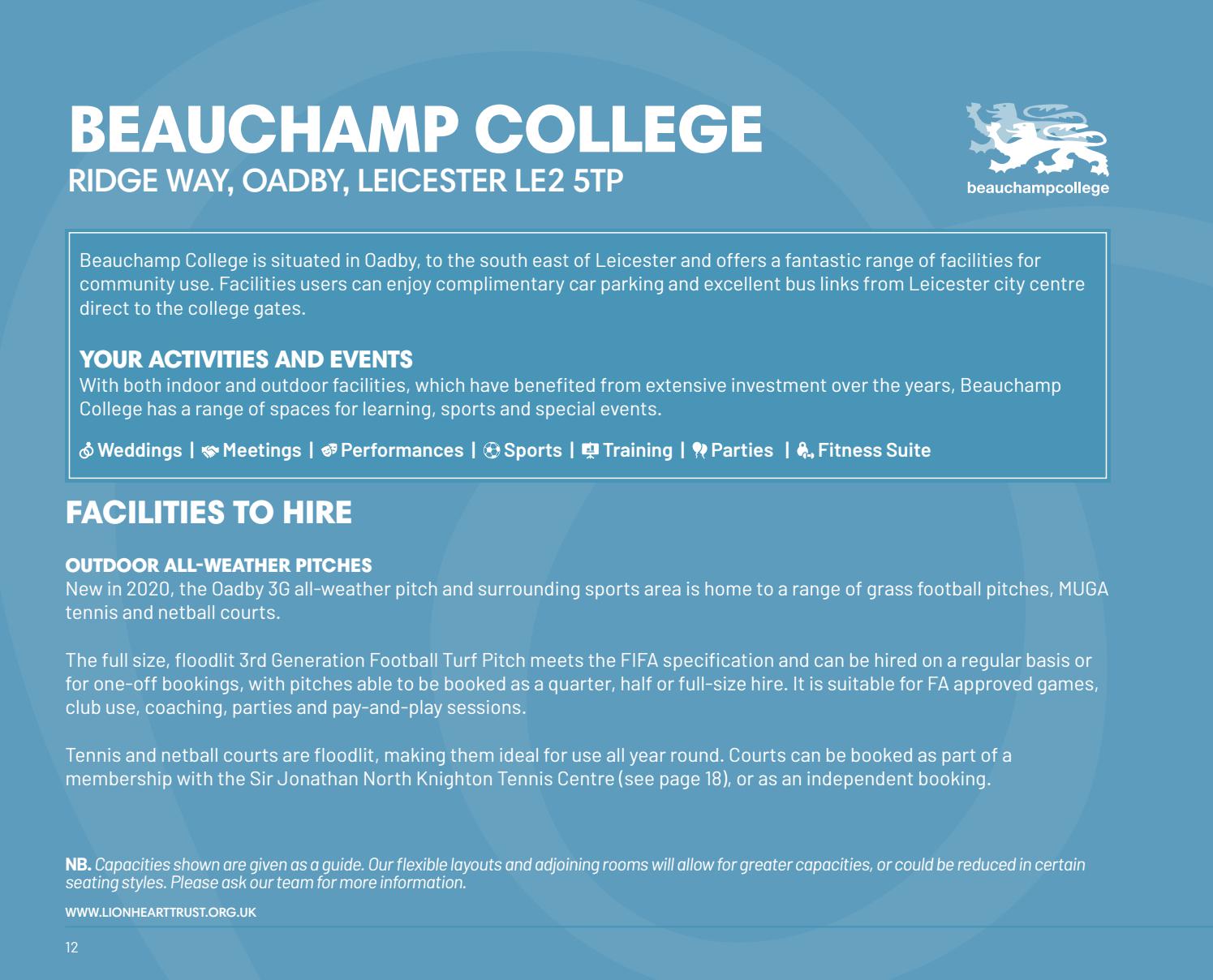 Lionheart Academies Trust Venues and Facilities Hire Brochure by