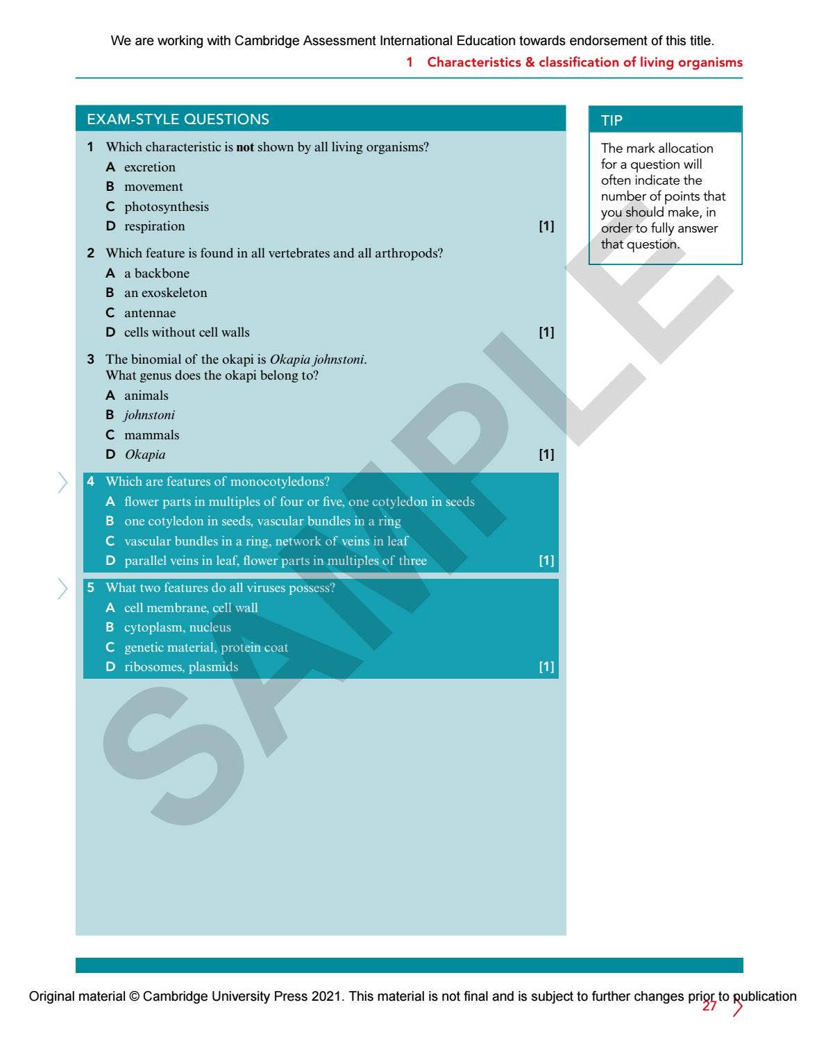 IGCSE Biology MULTI-COMPONENT SAMPLE by Cambridge International ...