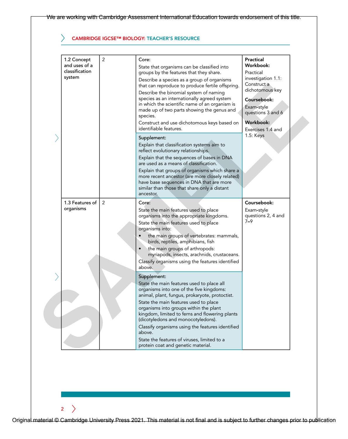 IGCSE Biology MULTI-COMPONENT SAMPLE by Cambridge International ...