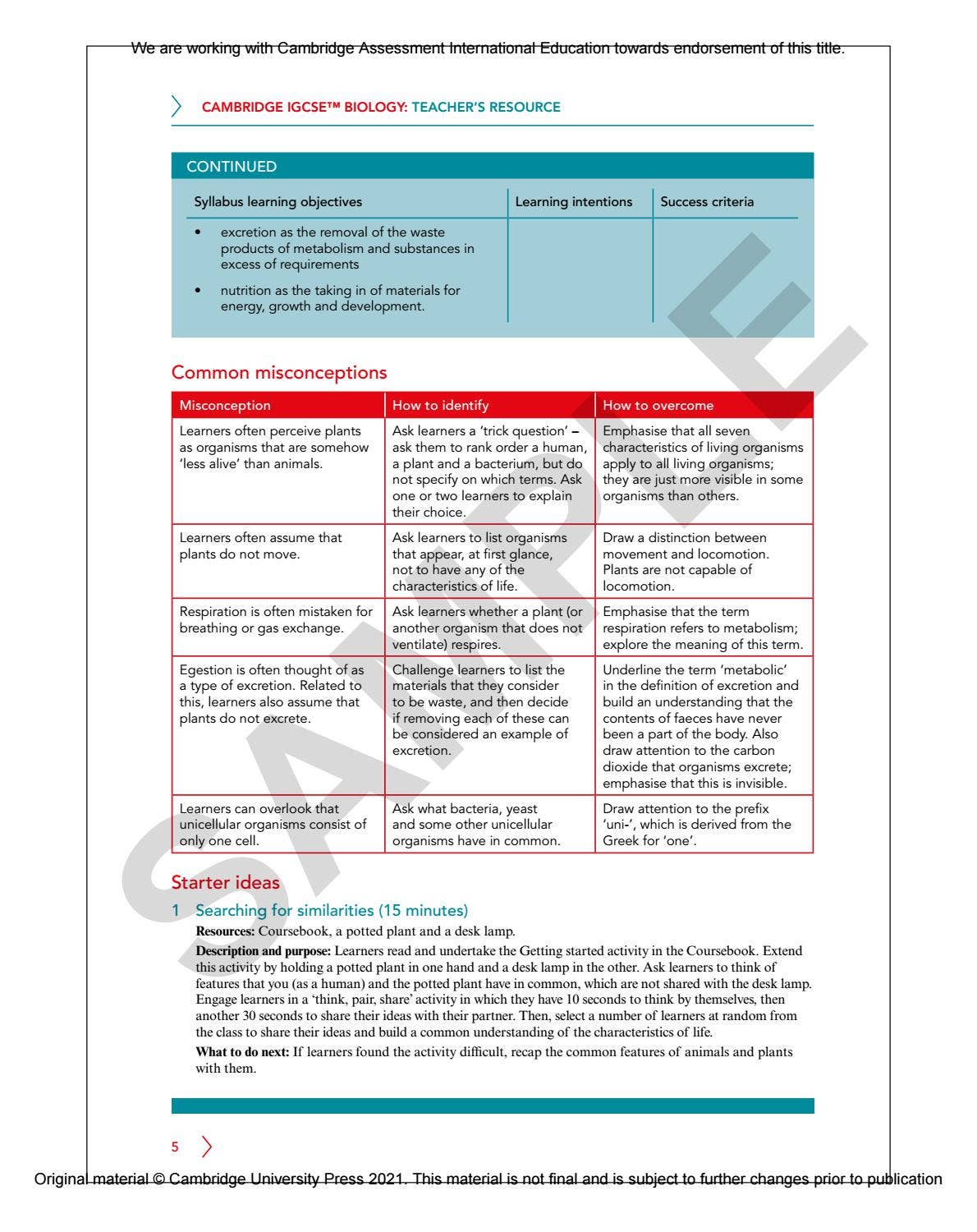 IGCSE Biology MULTI-COMPONENT SAMPLE by Cambridge International ...