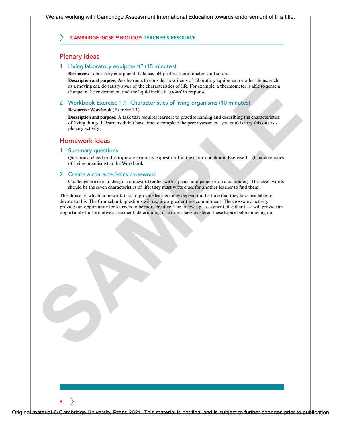 IGCSE Biology MULTI-COMPONENT SAMPLE by Cambridge International ...