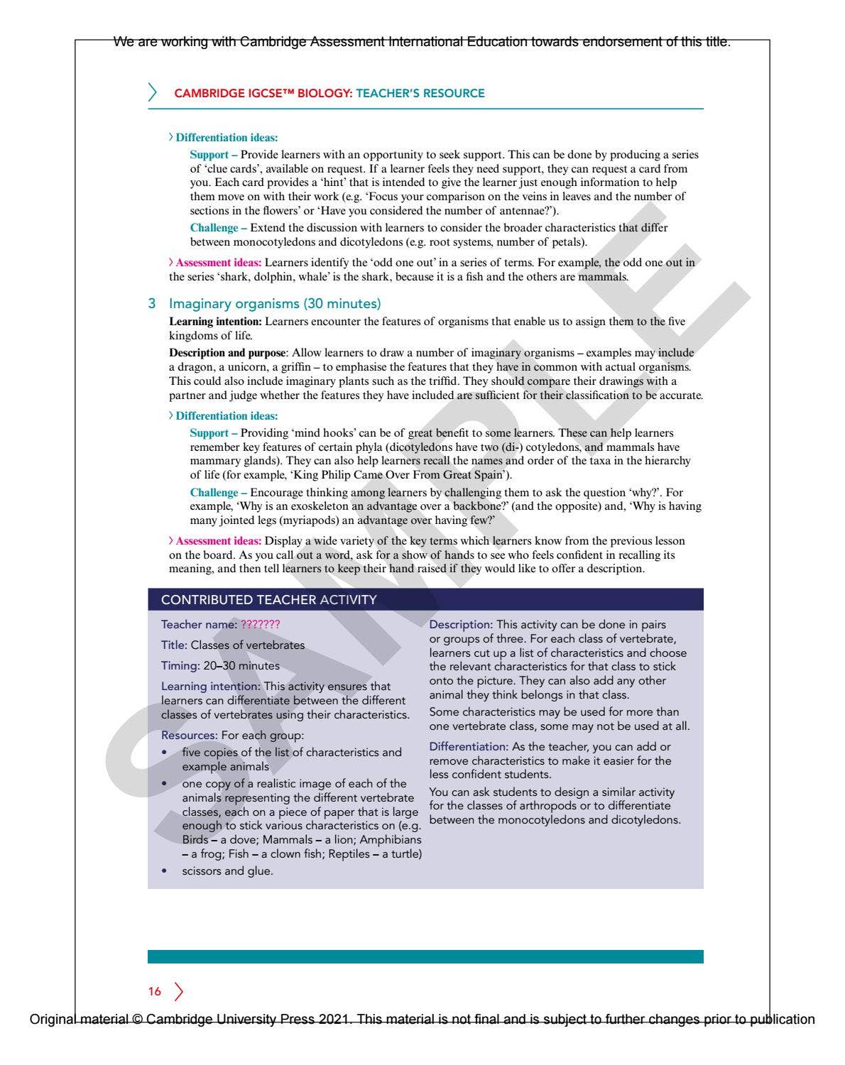 IGCSE Biology MULTI-COMPONENT SAMPLE by Cambridge International ...