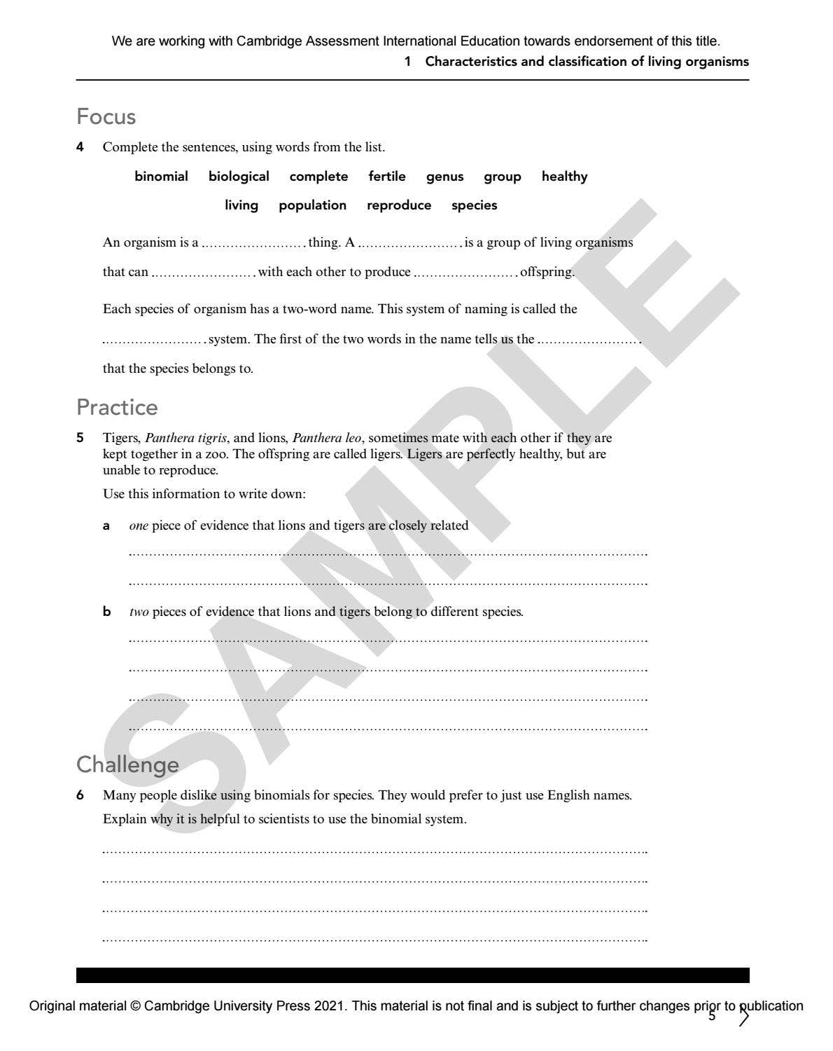 IGCSE Biology MULTI-COMPONENT SAMPLE by Cambridge International ...
