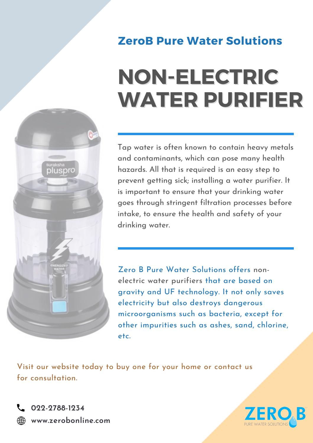 NonElectric Water Purifier ZeroB Pure Water Solutions by ZeroB