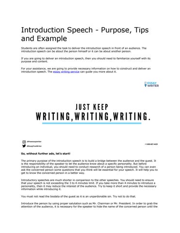 speech introduction purpose