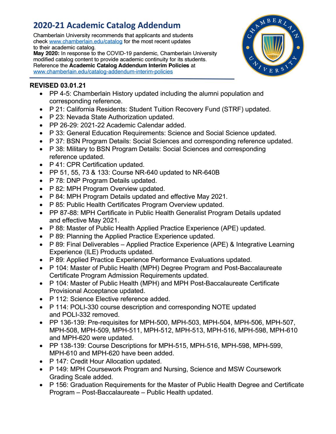 Chamberlain University Academic Catalog By Chamberlain University Issuu Chamberlain University Academic Catalog By Chamberlain University Issuu