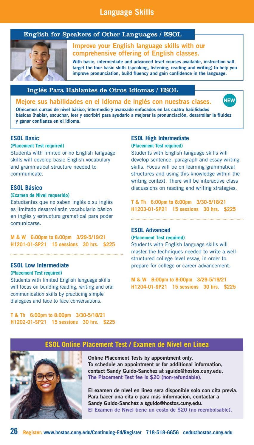 Spring 2021 Online Programs Continuing Education Catalog by Hostos