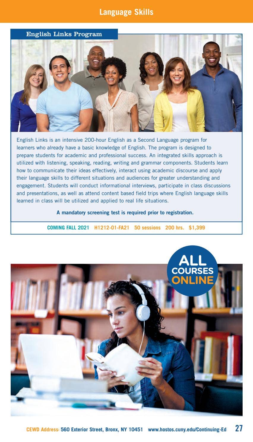 Spring 2021 Online Programs Continuing Education Catalog by Hostos