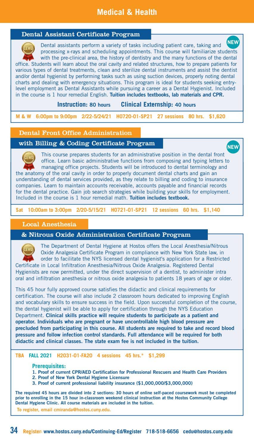 Spring 2021 Online Programs Continuing Education Catalog by Hostos