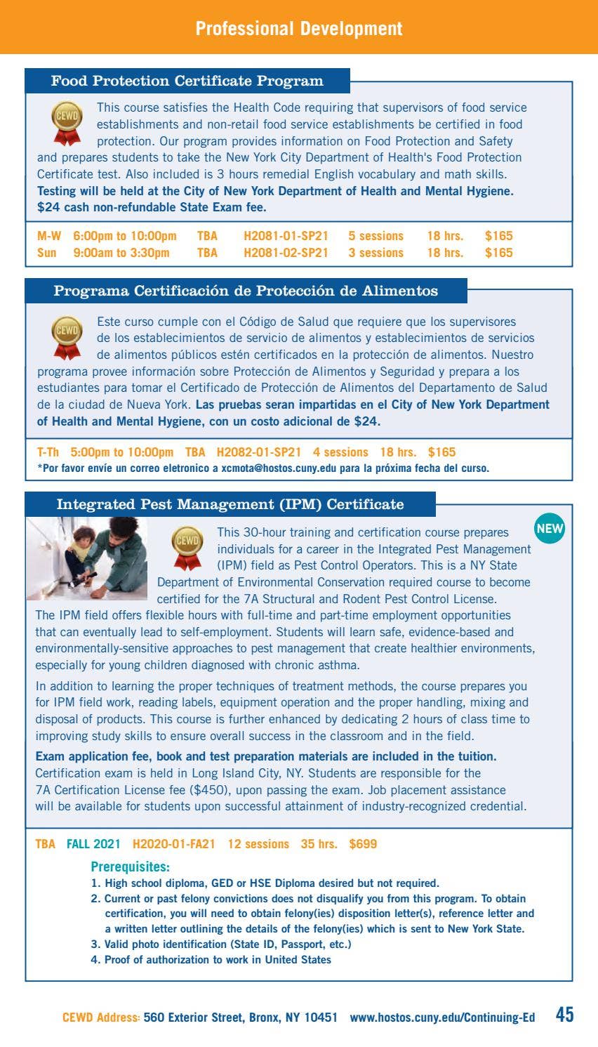 Spring 2021 Online Programs Continuing Education Catalog by Hostos