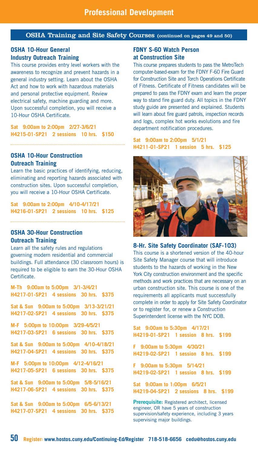 Spring 2021 Online Programs Continuing Education Catalog by Hostos