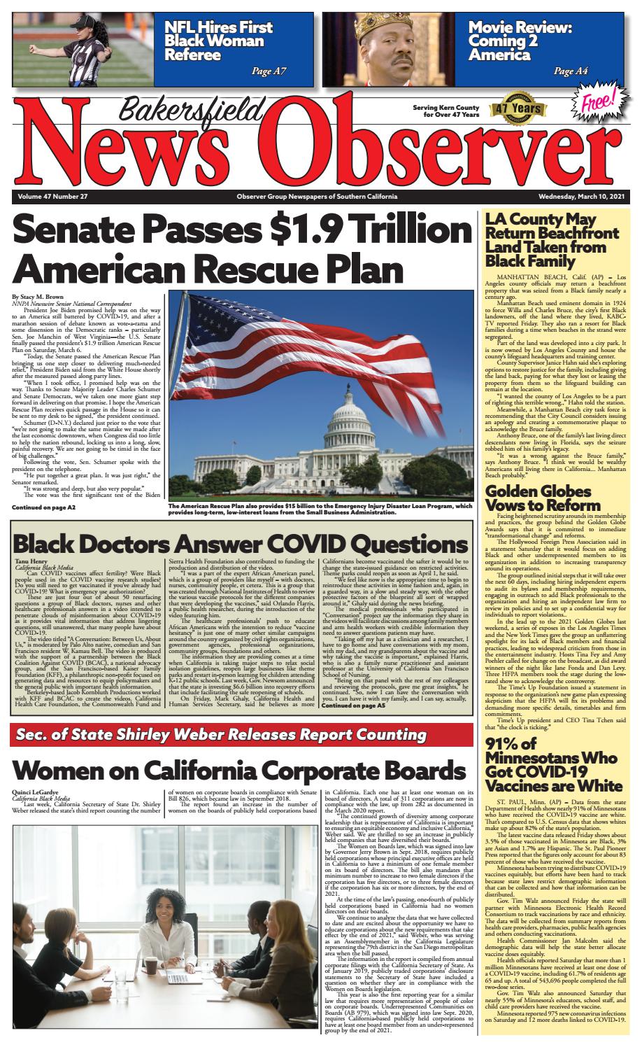 Bakersfield News Observer 3.10.21 4C by Observer Group Newspapers of