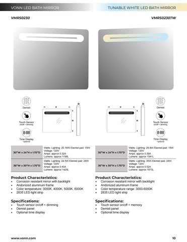 VonnLighting VONN - LED 卫浴 Mirrors 目录 第 10 页