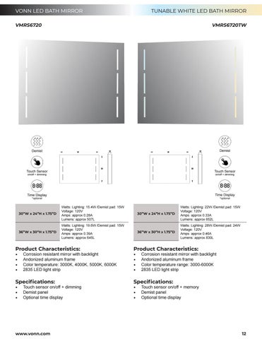 VonnLighting VONN - LED 卫浴 Mirrors 目录 第 12 页